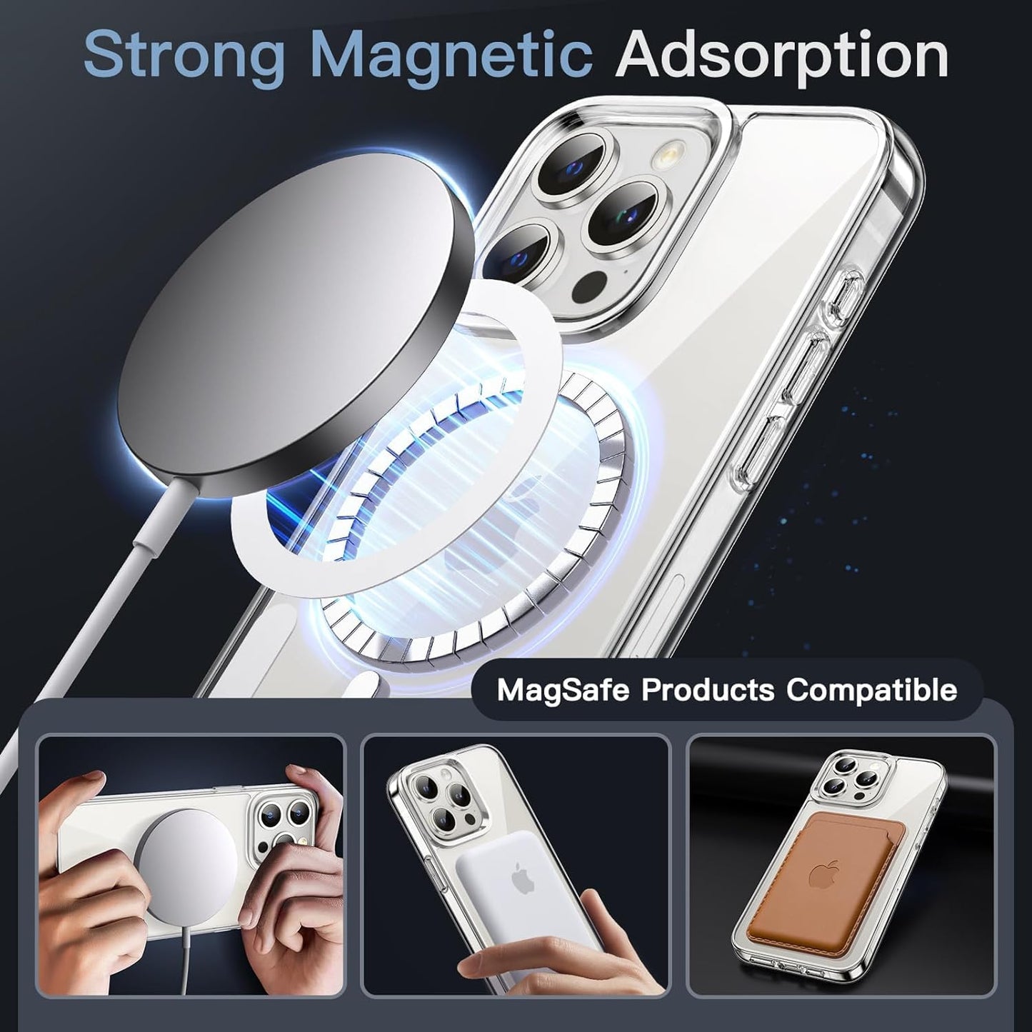 CASEEX Magnetic Crystal Clear Back Case for Apple iPhone 14 Pro, [12 FT Shockproof Compatible with Magsafe], Anti-Yellow Hard TP Crystal Clear Back Cover (Apple iPhone 14 Pro)