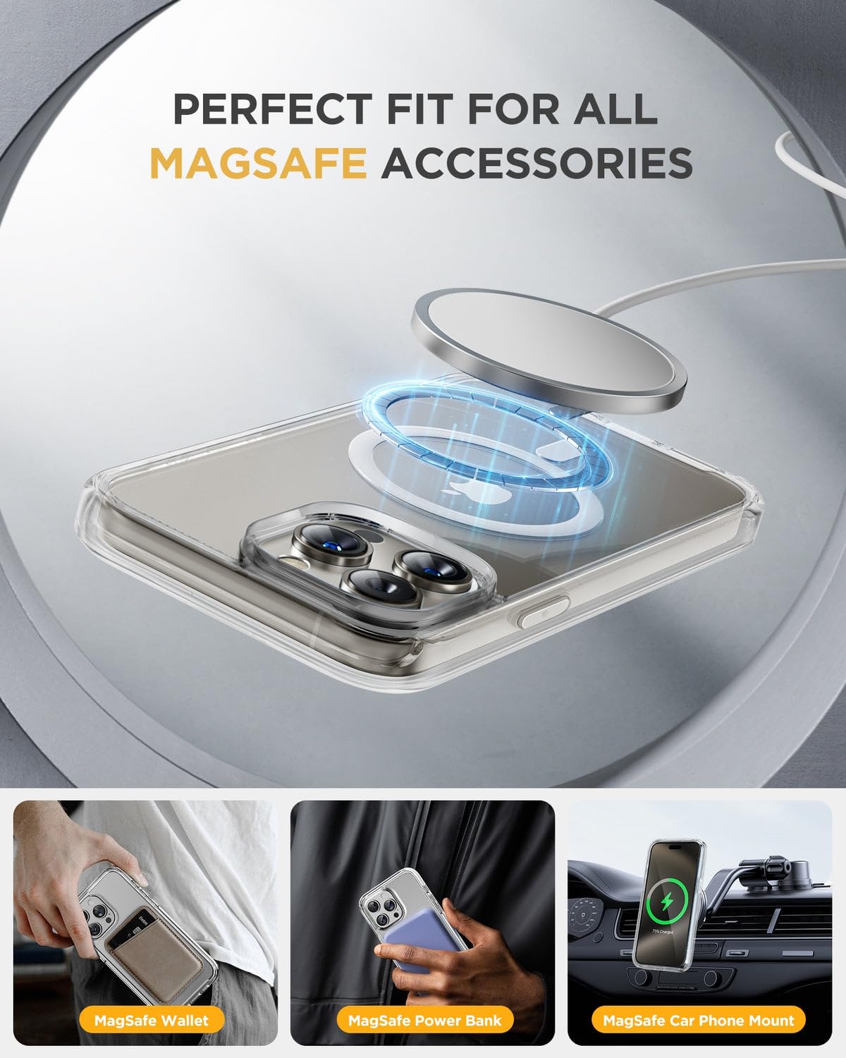 CASEEX Ultra Hybrid Magnetic Clear Case For Apple iPhone [Anti-Yellowing] [Compatible with MagSafe]