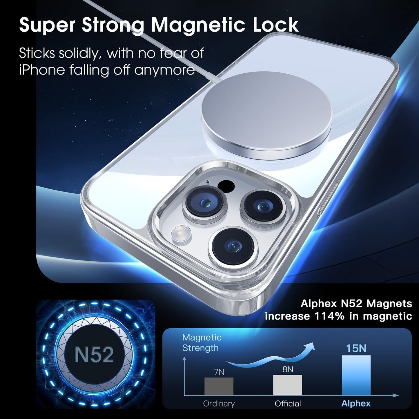 CASEEX Polished Titanium for MagSafe iPhone 15 Pro Case, Official Color Match for iPhone, [12 FT Military-Grade Drop Protection] Shockproof Bumper, Magnetic Phone Cover 6.1 inch