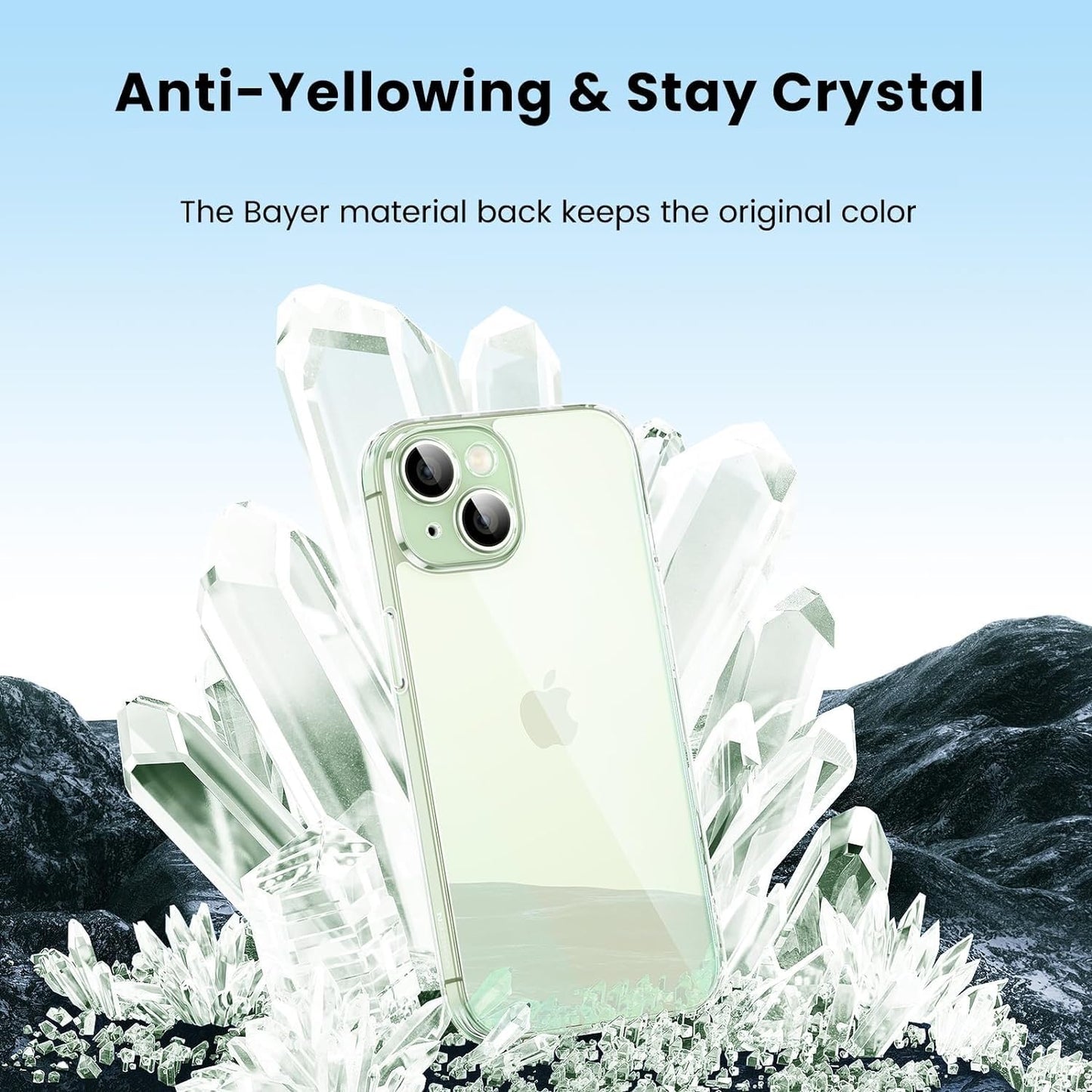 CASEEX Crystal Clear Designed Back Cover Compatible for iPhone 14 & iPhone 13 6.1'' | Anti-Yellowing |Transparent Hard Back Cover | Shockproof Case |TPU + Polycarbonate |