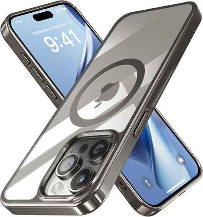 CASEEX Polished Titanium for MagSafe iPhone 15 Pro Case, Official Color Match for iPhone, [12 FT Military-Grade Drop Protection] Shockproof Bumper, Magnetic Phone Cover 6.1 inch