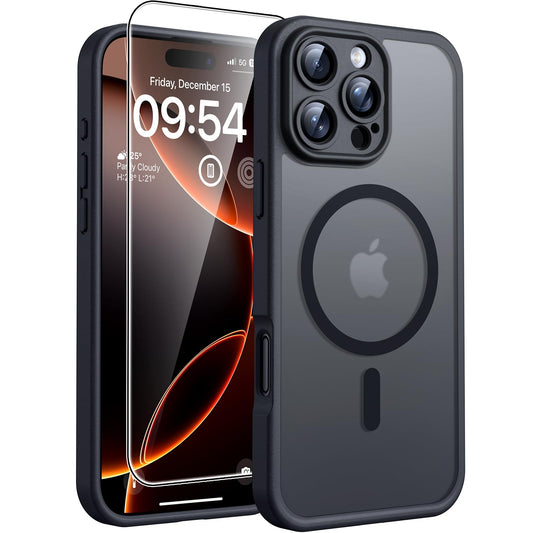 CASEEX 3 in 1 for iPhone Case, Compatible with Magsafe, Full Camera Protection, Drop Protection, Magnetic Translucent Matte Back Bumper