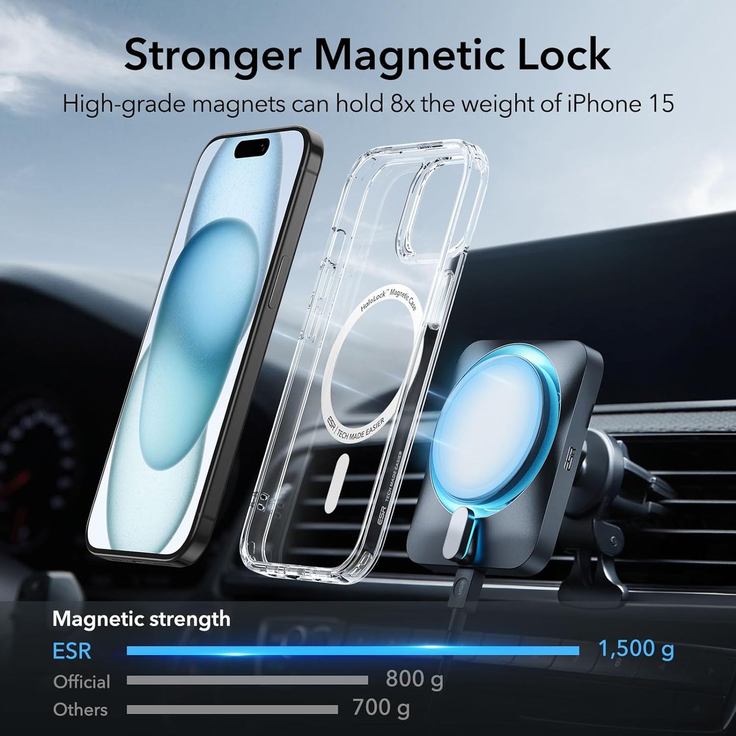 CASEEX Magnetic Back Case for Apple iPhone 14 / iPhone 13, [12 FT Shockproof Compatible with Magsafe], Anti-Yellow Hard TP Crystal Clear Back Cover (Apple iPhone 14 / iPhone 13 6.1")