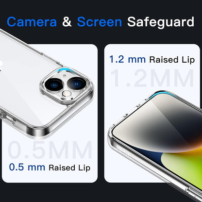 CASEEX Crystal Clear Designed Back Cover Compatible for iPhone 14 & iPhone 13 6.1'' | Anti-Yellowing |Transparent Hard Back Cover | Shockproof Case |TPU + Polycarbonate |