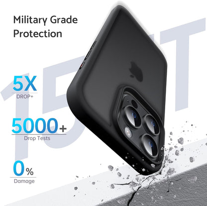 Caseex Matte Case for iPhone 14 Pro 6.1-Inch, Shockproof Military Grade Drop Protection, Frosted Translucent Back Phone Cover, Anti-Fingerprint (Black)