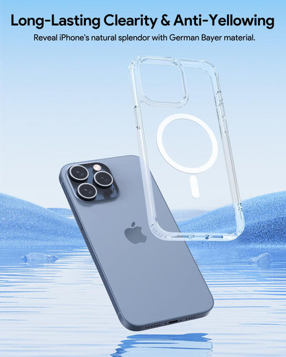 CASEEX Ultra Hybrid Magnetic Clear Case For Apple iPhone [Anti-Yellowing] [Compatible with MagSafe]