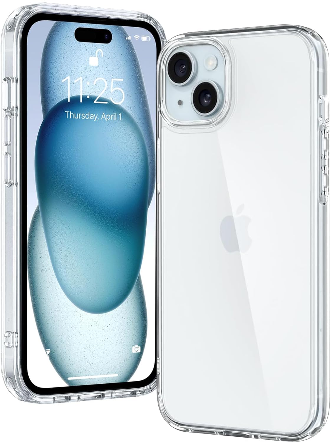 CASEEX Crystal Clear Designed Back Cover Compatible for iPhone 14 & iPhone 13 6.1'' | Anti-Yellowing |Transparent Hard Back Cover | Shockproof Case |TPU + Polycarbonate |