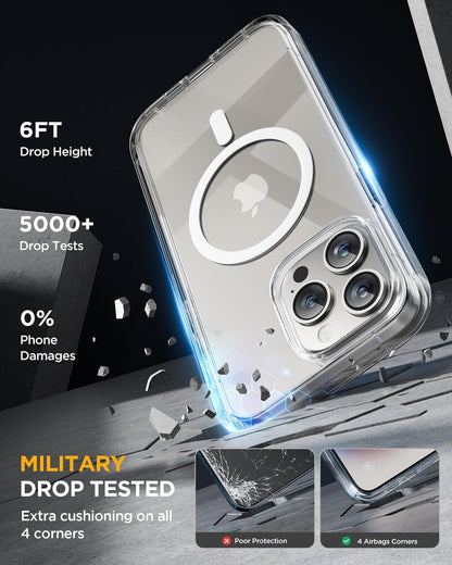 CASEEX Ultra Hybrid Magnetic Clear Case For Apple iPhone [Anti-Yellowing] [Compatible with MagSafe]