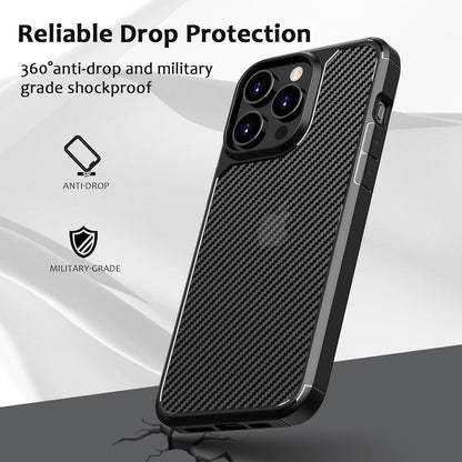 CASEEX Back Cover Compatible with iPhone 15 Pro Case, Carbon Fiber Series [Military Grade Drop Tested], Anti Fingerprints & Scratch, Translucent Slim Fit Shockproof Phone Case