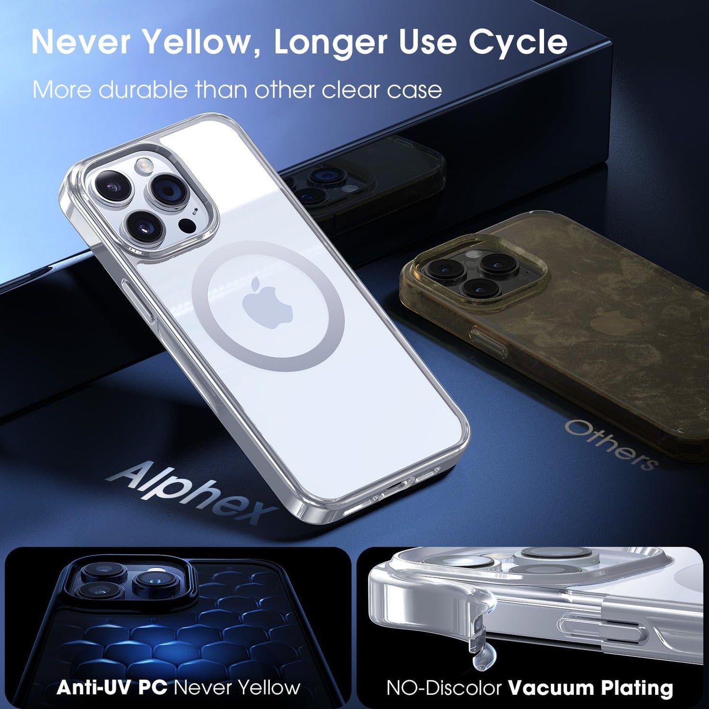 CASEEX Polished Titanium for MagSafe iPhone 14 Pro Case, Official Color Match for iPhone, [12 FT Military-Grade Drop Protection] Shockproof Bumper, Magnetic Phone Cover 6.1 inch
