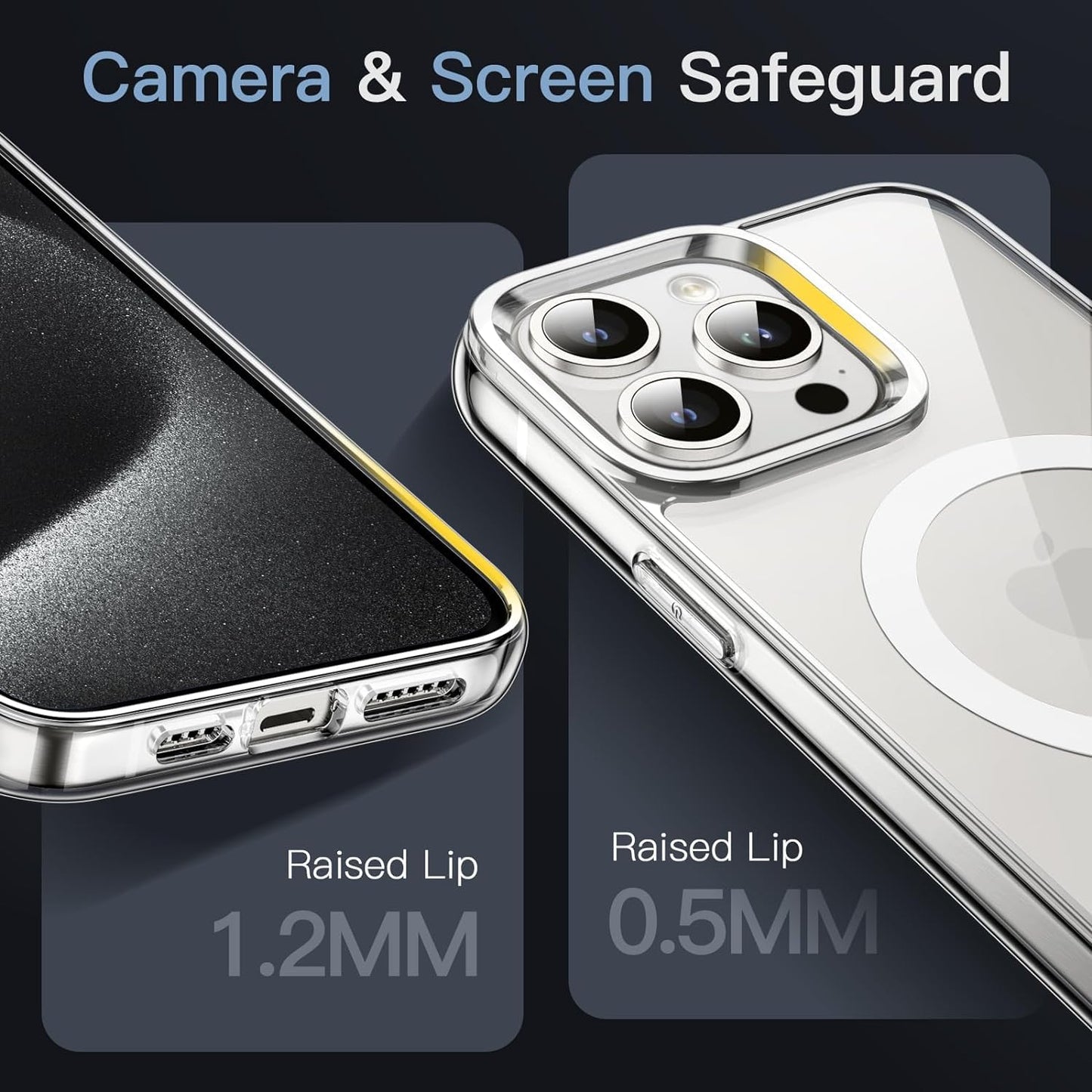 CASEEX Magnetic Crystal Clear Back Case for Apple iPhone 15 Pro, [12 FT Shockproof Compatible with Magsafe], Anti-Yellow Hard TP Crystal Clear Back Cover (Apple iPhone 15 Pro)