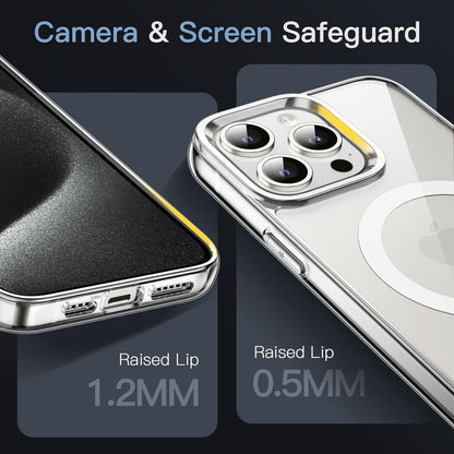 CASEEX Magnetic Crystal Clear Back Case for Apple iPhone 15 Pro, [12 FT Shockproof Compatible with Magsafe], Anti-Yellow Hard TP Crystal Clear Back Cover (Apple iPhone 15 Pro)