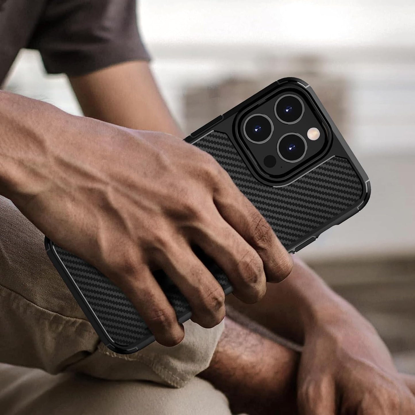 CASEEX Back Cover Compatible with iPhone 14 Pro Case, Carbon Fiber Series [Military Grade Drop Tested], Anti Fingerprints & Scratch