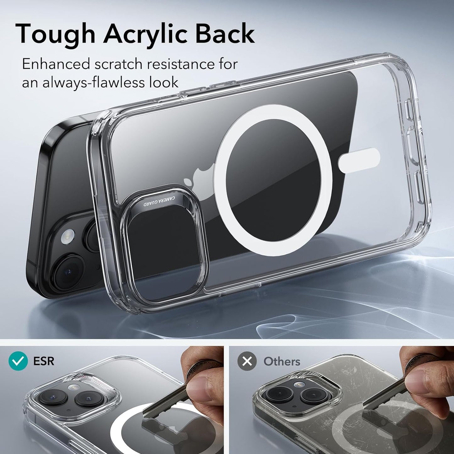 CASEEX Magnetic Back Case for Apple iPhone 14 / iPhone 13, [12 FT Shockproof Compatible with Magsafe], Anti-Yellow Hard TP Crystal Clear Back Cover (Apple iPhone 14 / iPhone 13 6.1")