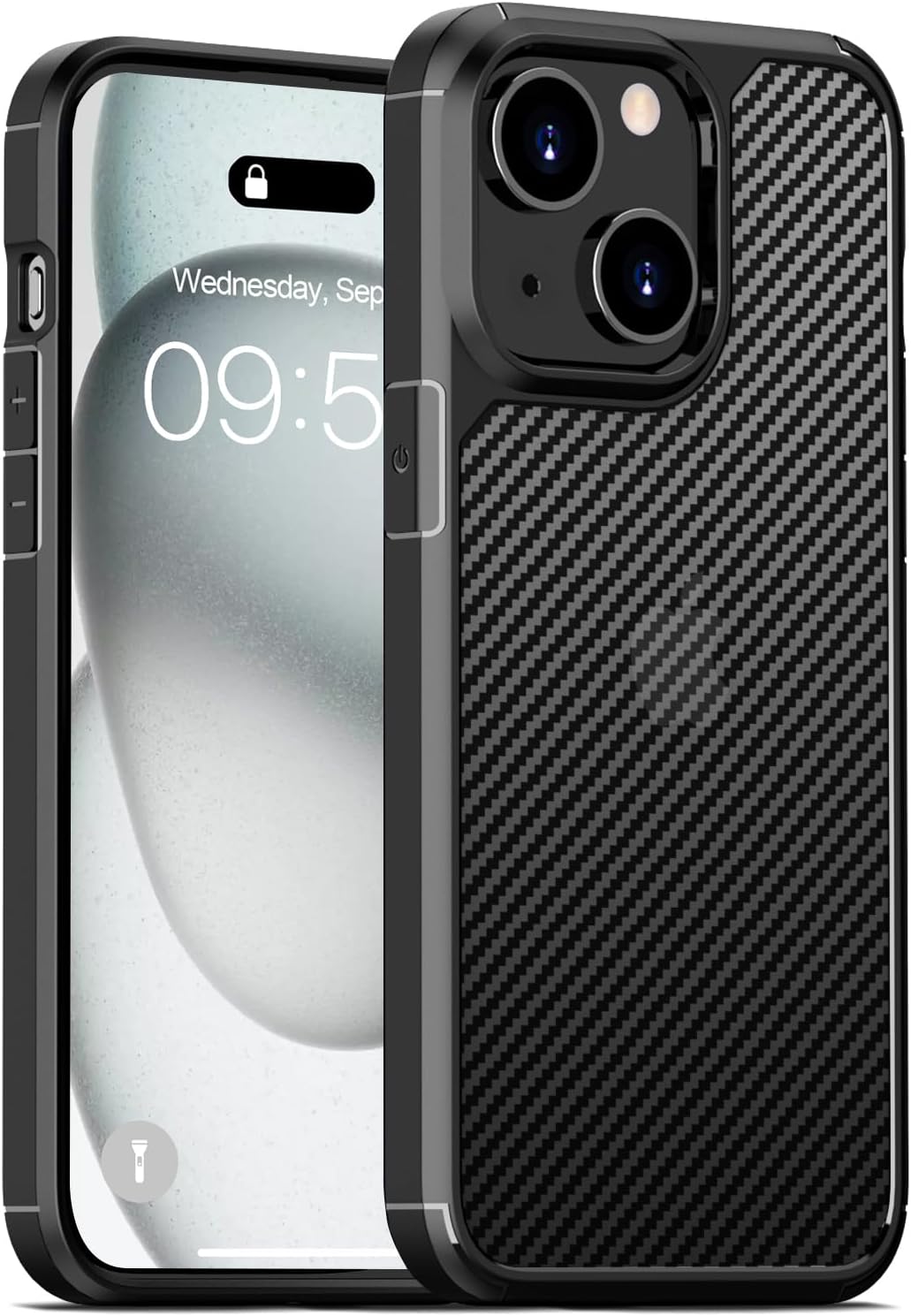 CASEEX Back Cover Compatible with iPhone 14 Plus Back Case, Carbon Fiber Series [Military Grade Drop Tested], Anti Fingerprints & Scratch, Translucent Slim Fit Shockproof Phone Case