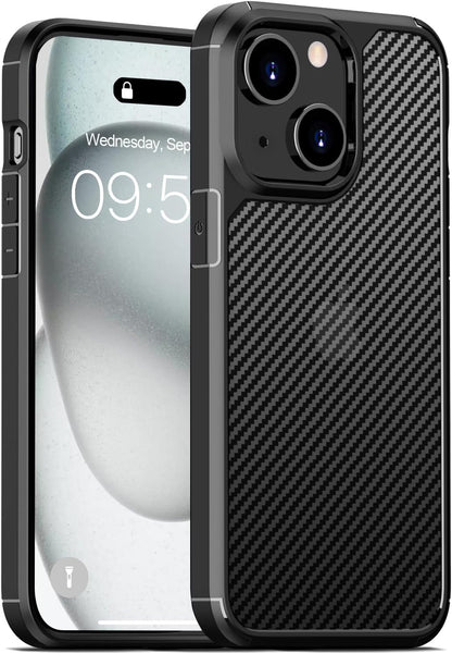 CASEEX Back Cover Compatible with iPhone 14 / 13 Back Case, Carbon Fiber Series [Military Grade Drop Tested], Anti Fingerprints & Scratch