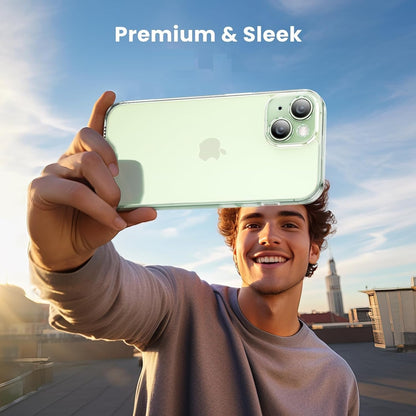 CASEEX Crystal Clear Designed Back Cover Compatible for iPhone 14 & iPhone 13 6.1'' | Anti-Yellowing |Transparent Hard Back Cover | Shockproof Case |TPU + Polycarbonate |