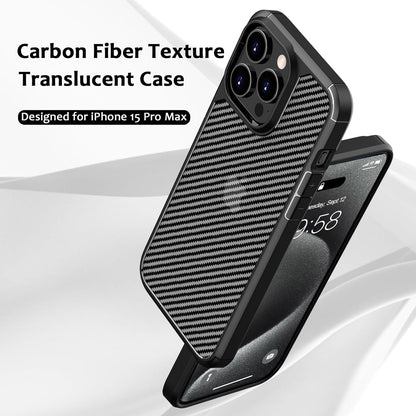 CASEEX Back Cover Compatible with iPhone 15 Pro Max Case, Carbon Fiber Series [Military Grade Drop Tested], Anti Fingerprints & Scratch, Translucent Slim Fit Shockproof Phone Case