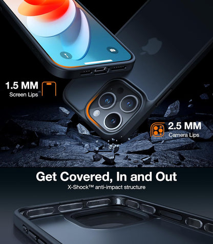 Caseex Matte Case for iPhone 15 Pro 6.1-Inch, Shockproof Military Grade Drop Protection, Frosted Translucent Back Phone Cover, Anti-Fingerprint (Black)