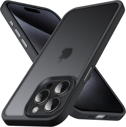 Caseex Matte Case for iPhone 14 Pro 6.1-Inch, Shockproof Military Grade Drop Protection, Frosted Translucent Back Phone Cover, Anti-Fingerprint (Black)
