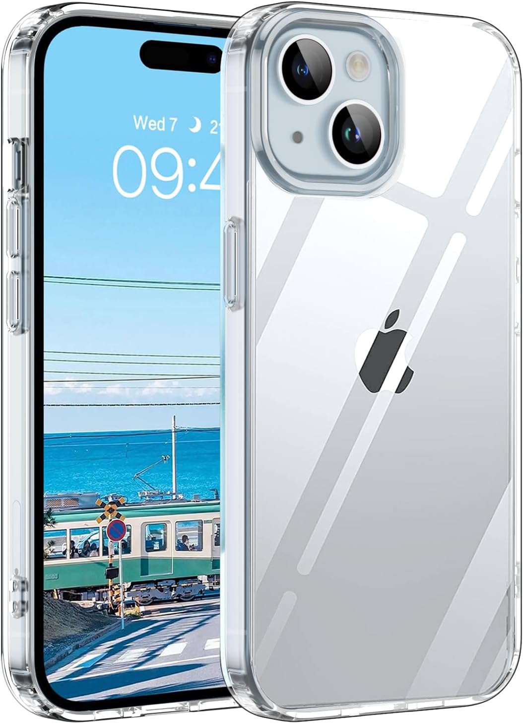 CASEEX Crystal Clear Designed Back Cover Compatible for iPhone 14 & iPhone 13 6.1'' | Anti-Yellowing |Transparent Hard Back Cover | Shockproof Case |TPU + Polycarbonate |