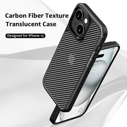 CASEEX Back Cover Compatible with iPhone 15 Back Case, Carbon Fiber Series [Military Grade Drop Tested], Anti Fingerprints & Scratch, Translucent Slim Fit Shockproof Phone Case