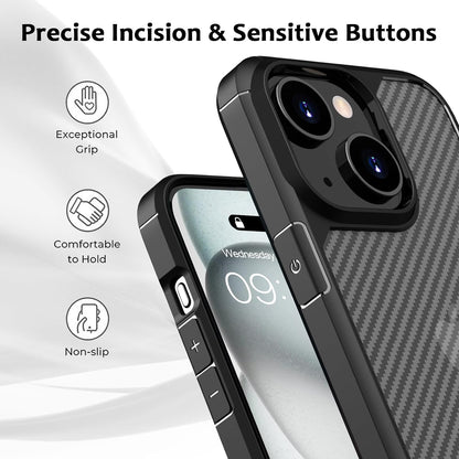 CASEEX Back Cover Compatible with iPhone 14 / 13 Back Case, Carbon Fiber Series [Military Grade Drop Tested], Anti Fingerprints & Scratch