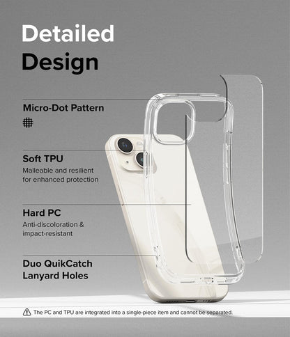 CASEEX Crystal Clear Designed Back Cover Compatible for iPhone 14 & iPhone 13 6.1'' | Anti-Yellowing |Transparent Hard Back Cover | Shockproof Case |TPU + Polycarbonate |