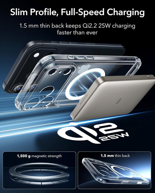 CASEEX Clear Magnetic MagSafe Back Cover for Apple iPhone | Transparent Anti-Yellow Shockproof Case | Slim Fit