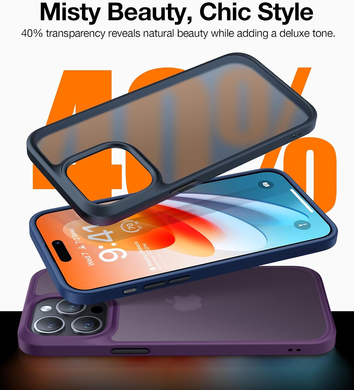 Caseex Matte Case for iPhone 15 Pro 6.1-Inch, Shockproof Military Grade Drop Protection, Frosted Translucent Back Phone Cover, Anti-Fingerprint (Black)