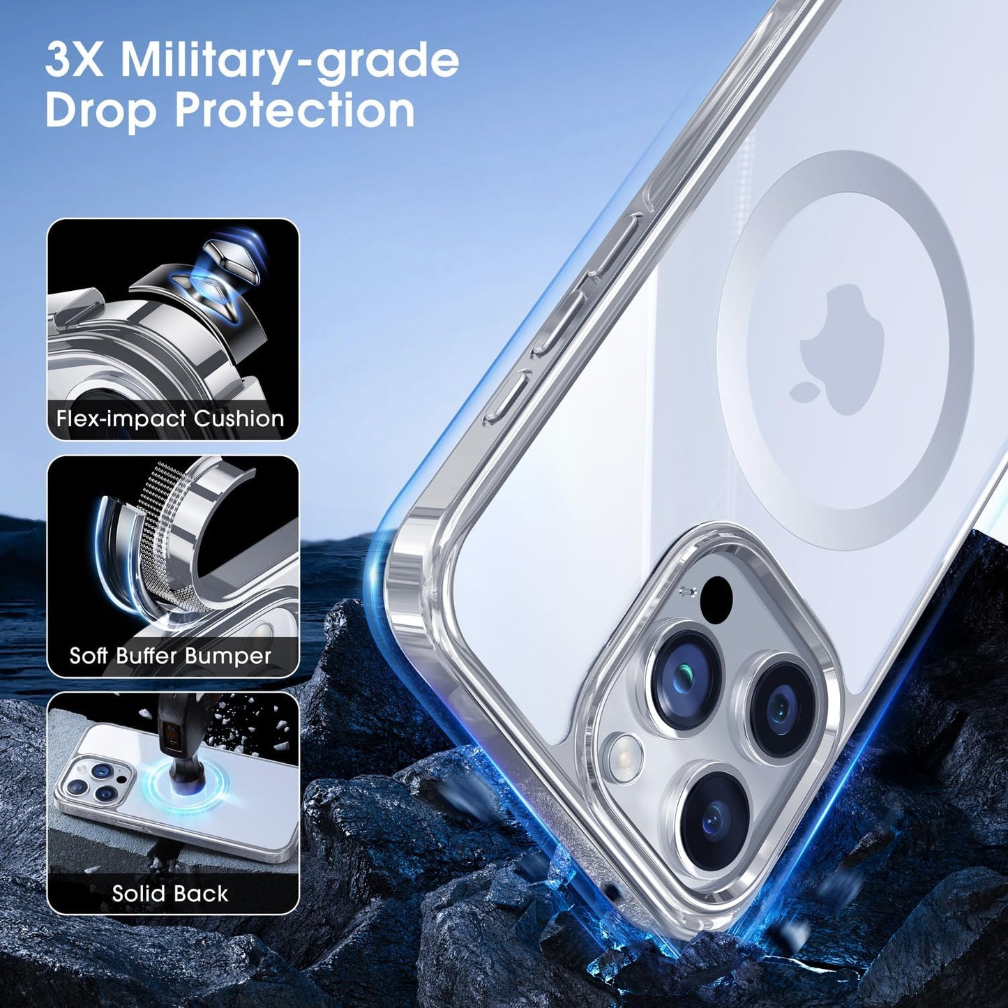 CASEEX Polished Titanium for MagSafe iPhone 14 Pro Case, Official Color Match for iPhone, [12 FT Military-Grade Drop Protection] Shockproof Bumper, Magnetic Phone Cover 6.1 inch
