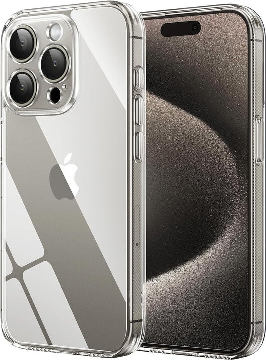 CASEEX Crystal Clear Designed Back Cover for iPhone 14 Pro Max Case 6.7'' | Anti-Yellowing |Transparent Hard Back Cover | Shockproof Case |TPU + Polycarbonate |