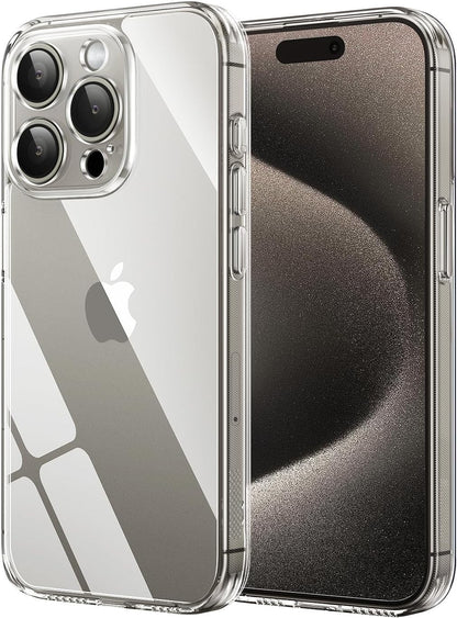CASEEX Crystal Clear Designed Back Cover for iPhone 14 Pro Case 6.1'' | Anti-Yellowing |Transparent Hard Back Cover | Shockproof Case |TPU + Polycarbonate |