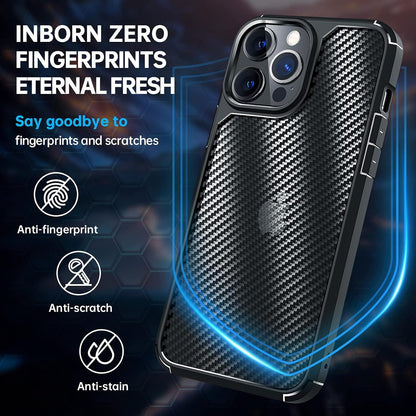 CASEEX Back Cover Compatible with iPhone 15 Pro Case, Carbon Fiber Series [Military Grade Drop Tested], Anti Fingerprints & Scratch, Translucent Slim Fit Shockproof Phone Case