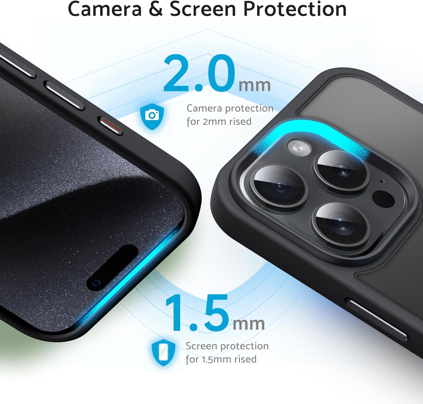 Caseex Matte Case for iPhone 15 Pro 6.1-Inch, Shockproof Military Grade Drop Protection, Frosted Translucent Back Phone Cover, Anti-Fingerprint (Black)