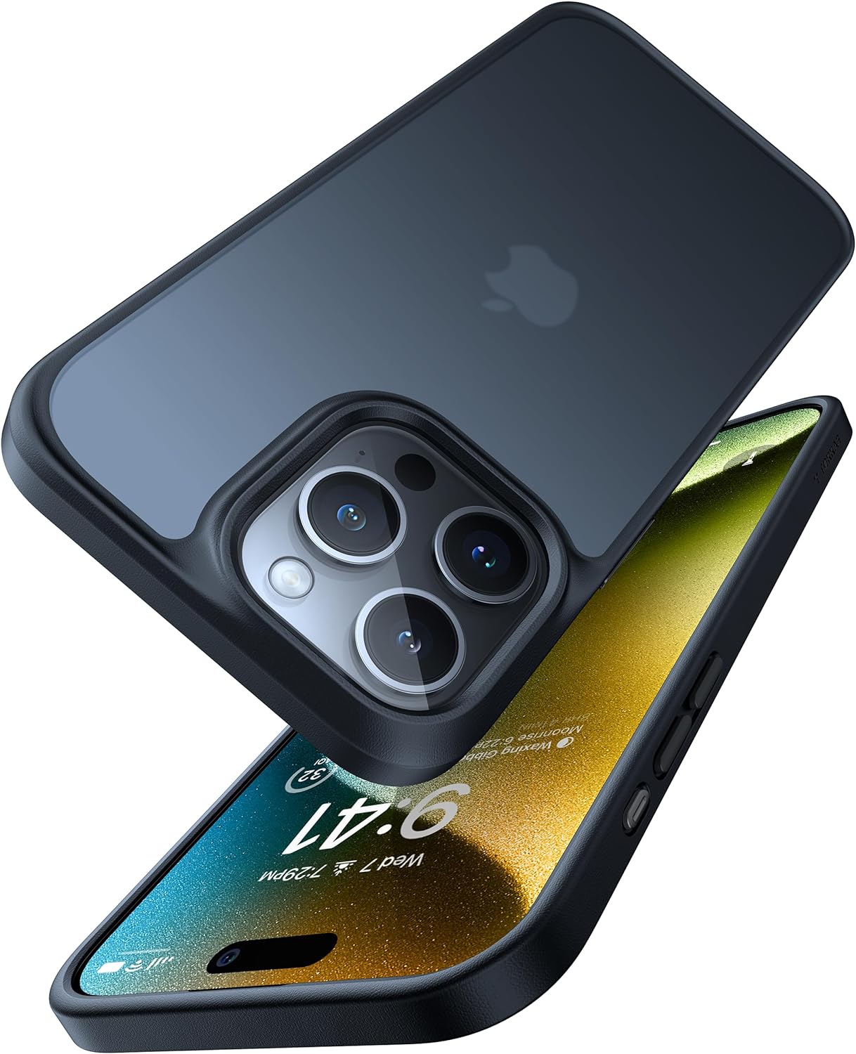 Caseex Matte Case for iPhone 15 Pro 6.1-Inch, Shockproof Military Grade Drop Protection, Frosted Translucent Back Phone Cover, Anti-Fingerprint (Black)