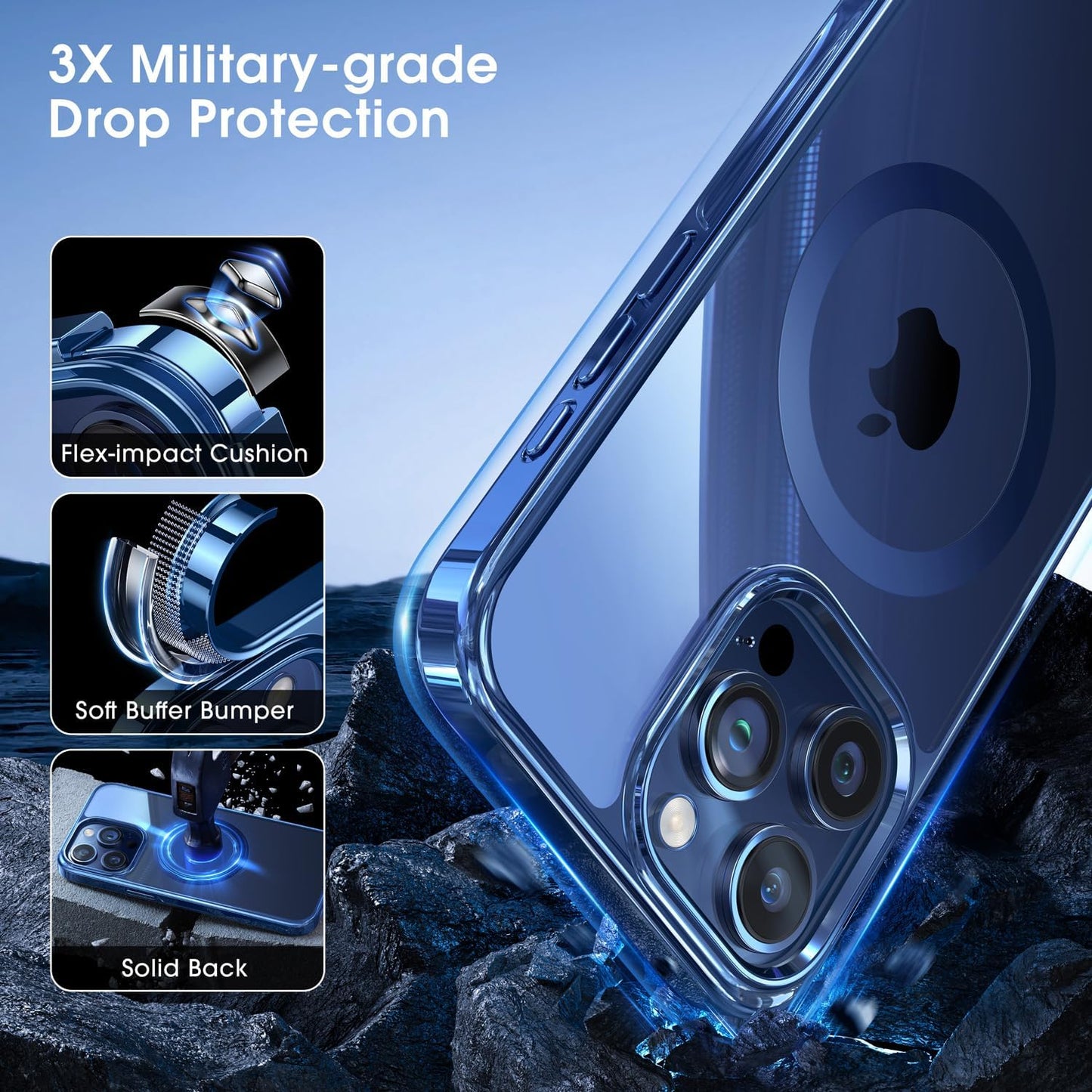 CASEEX Polished Titanium for MagSafe iPhone 15 Pro Case, Official Color Match for iPhone, [12 FT Military-Grade Drop Protection] Shockproof Bumper, Magnetic Phone Cover 6.1 inch