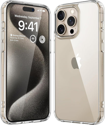 CASEEX Crystal Clear Designed Back Cover for iPhone 14 Pro Case 6.1'' | Anti-Yellowing |Transparent Hard Back Cover | Shockproof Case |TPU + Polycarbonate |