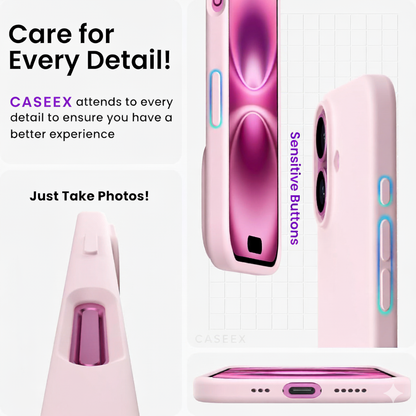 Pink phone case with detailed design on a white background, featuring CASEEX branding.

